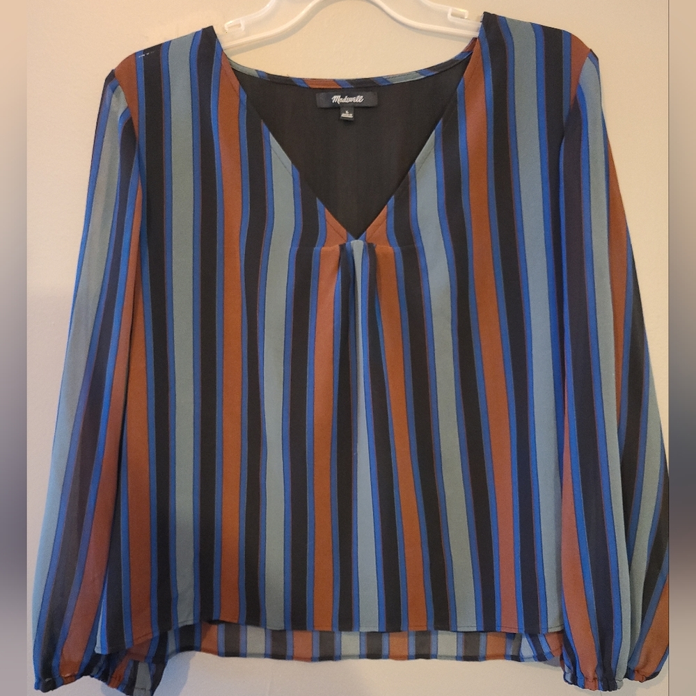 Madewell striped v-neck blouse - size Large